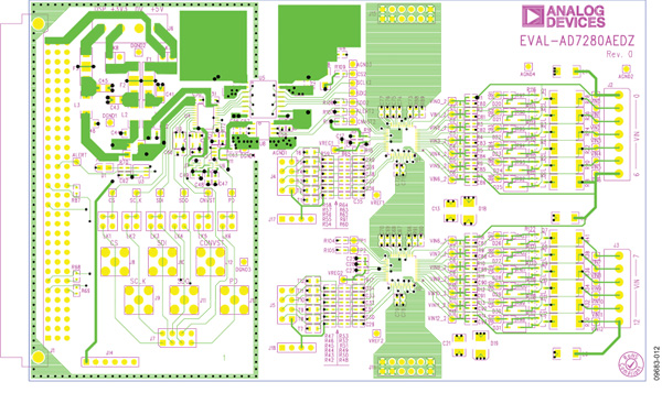 Top layer of the EVAL-AD7280AEDZ PCB